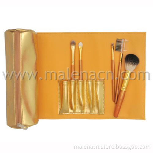 Gift Portable 5PCS Makeup Brush Set in Golden Pouch